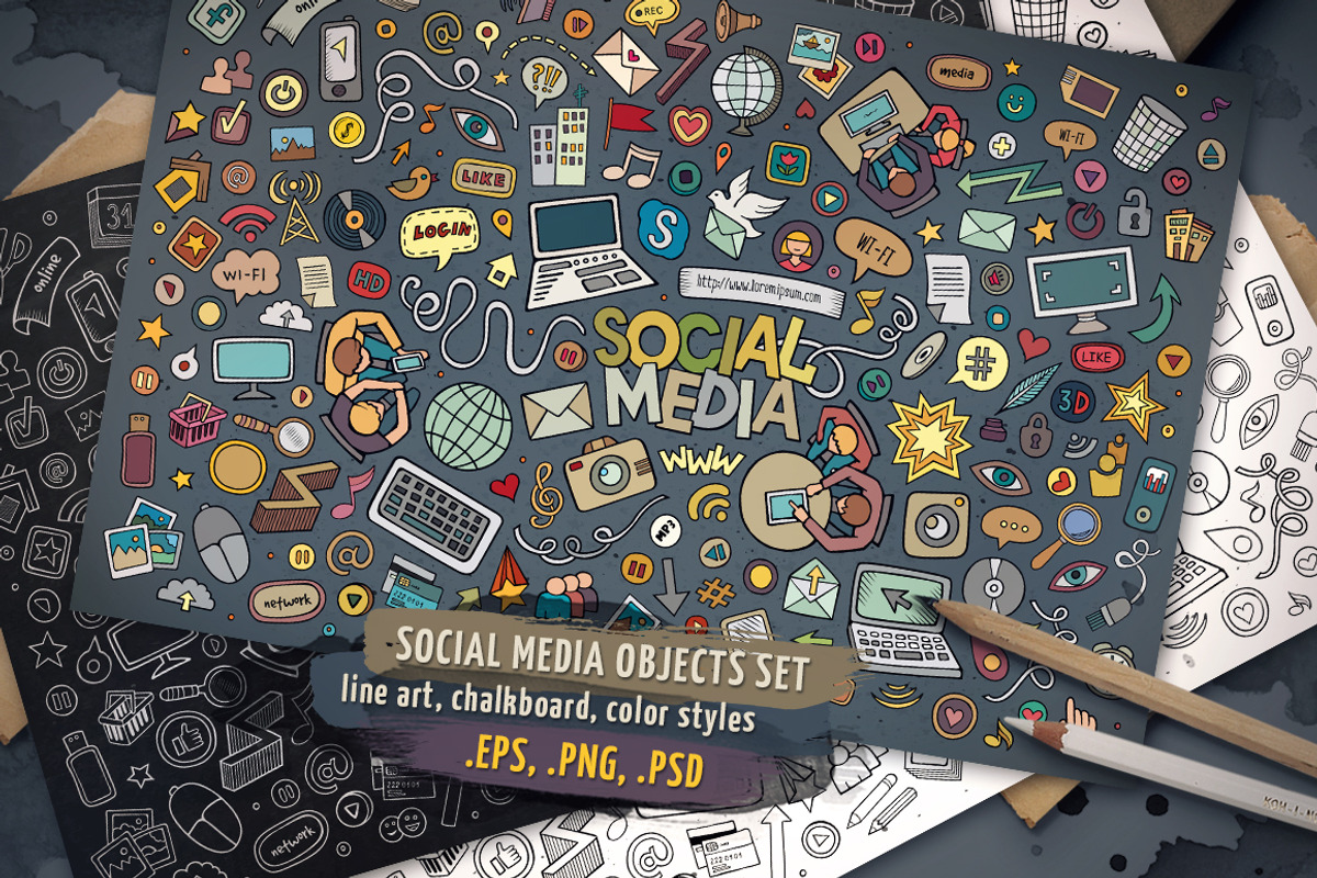 Social Media Objects & Symbols Set, an Object Graphic by BALABOLKA