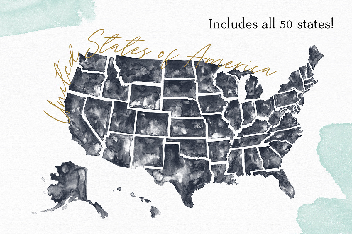 United States Watercolor PS Brushes, a Brush Add-On by Fernwel Creative (Photo 2 of 9)