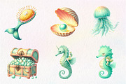 Summer Mermaid Watercolor Clipart, an Illustration by CreationArt (Thumbnail 6 of 9)