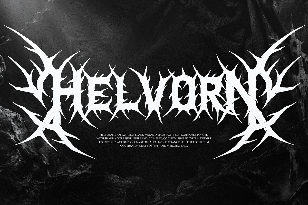 Helvorn | Black Metal Display, a Blackletter Font by Denustudios (Photo 2 of 11)