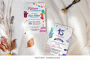 15th Birthday Invitation Card Temp, an Invitation Template by Snapybiz (Thumbnail 1 of 9)