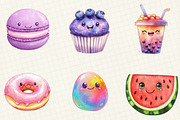 Watercolor Glittery Kawaii Food, an Illustration by OK Design (Thumbnail 3 of 5)