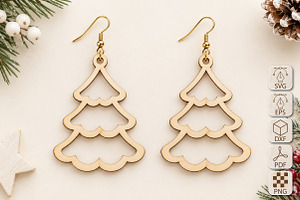 Christmas Tree Earrings Laser Cut