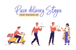 Pizza delivery stages set, a Food Illustration by Good Studio