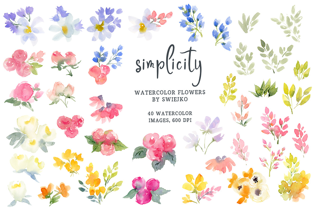 Watercolor Flowers, wedding clipart, a Texture Illustration by swiejko (Photo 2 of 5)