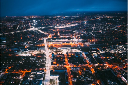 Brest, Belarus. Night Aerial Bird's, an Architecture Photo by Our Amazing World