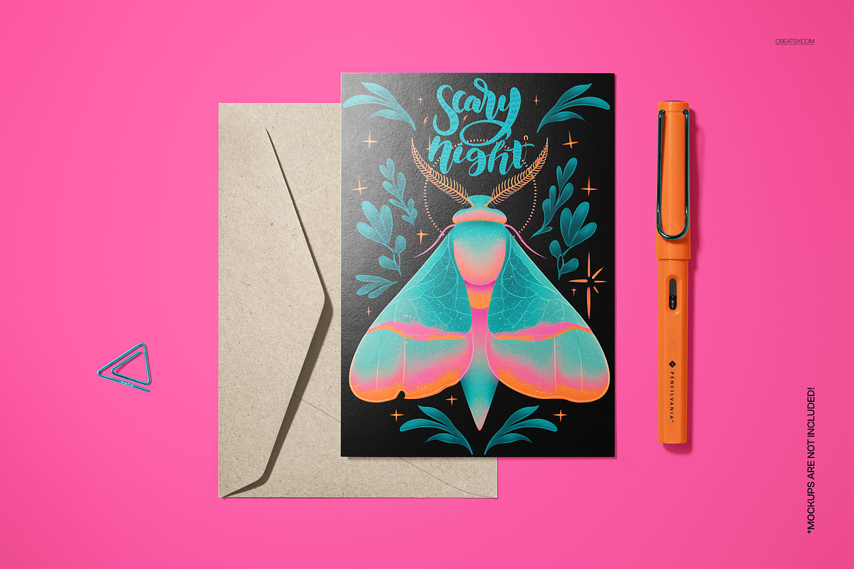 Halloween Moth 5x7 Card Template, a Card Template by creatsy5 (Photo 4 of 5)