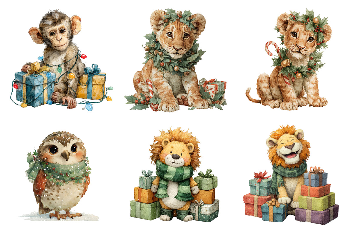 Funny Christmas Animals PNG, an Illustration by SinaCreation (Photo 4 of 7)