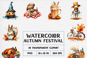 Watercolor Autumn Festival Clipart