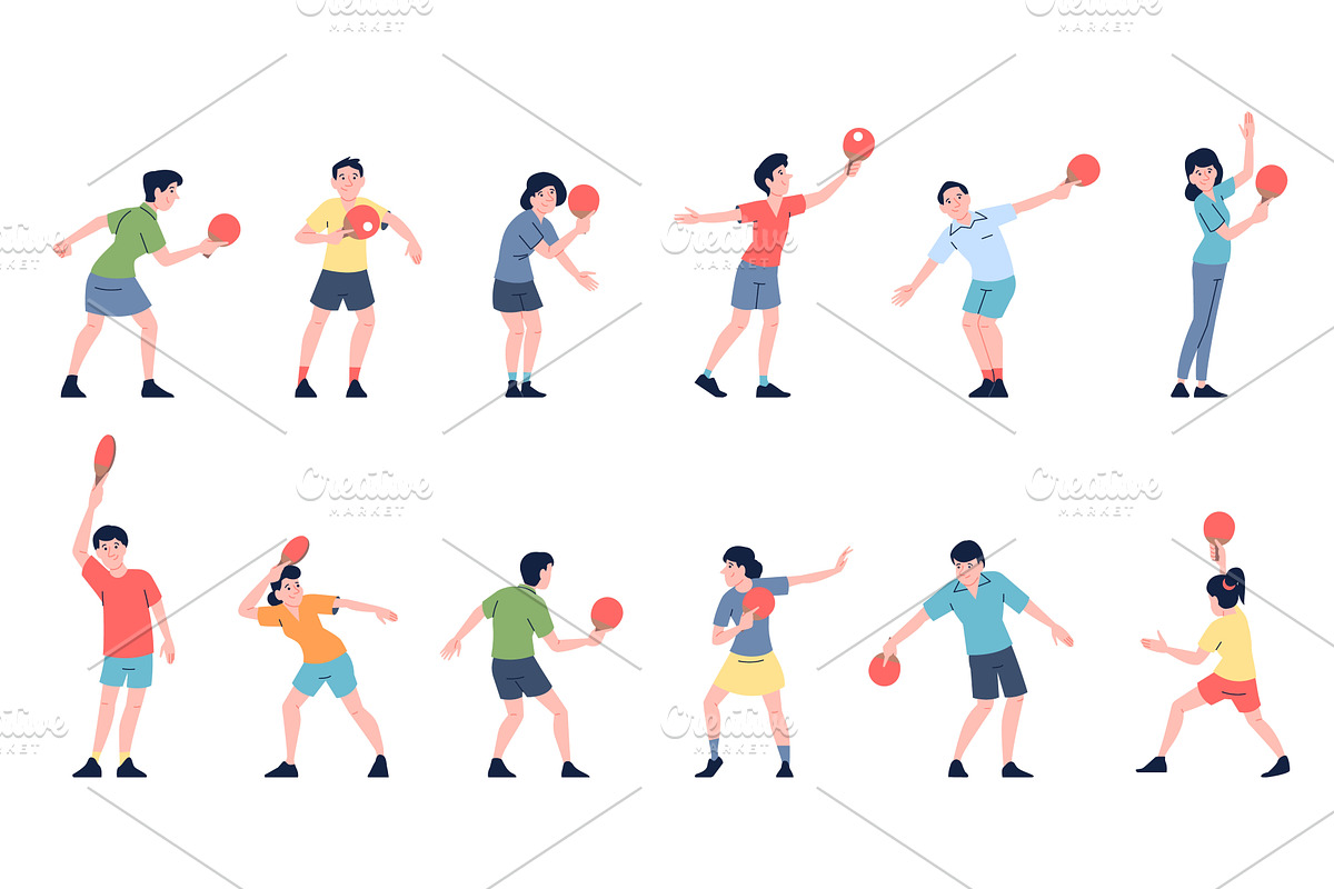 Ping pong players. Table tennis, a Sport Illustration by LadadikArt
