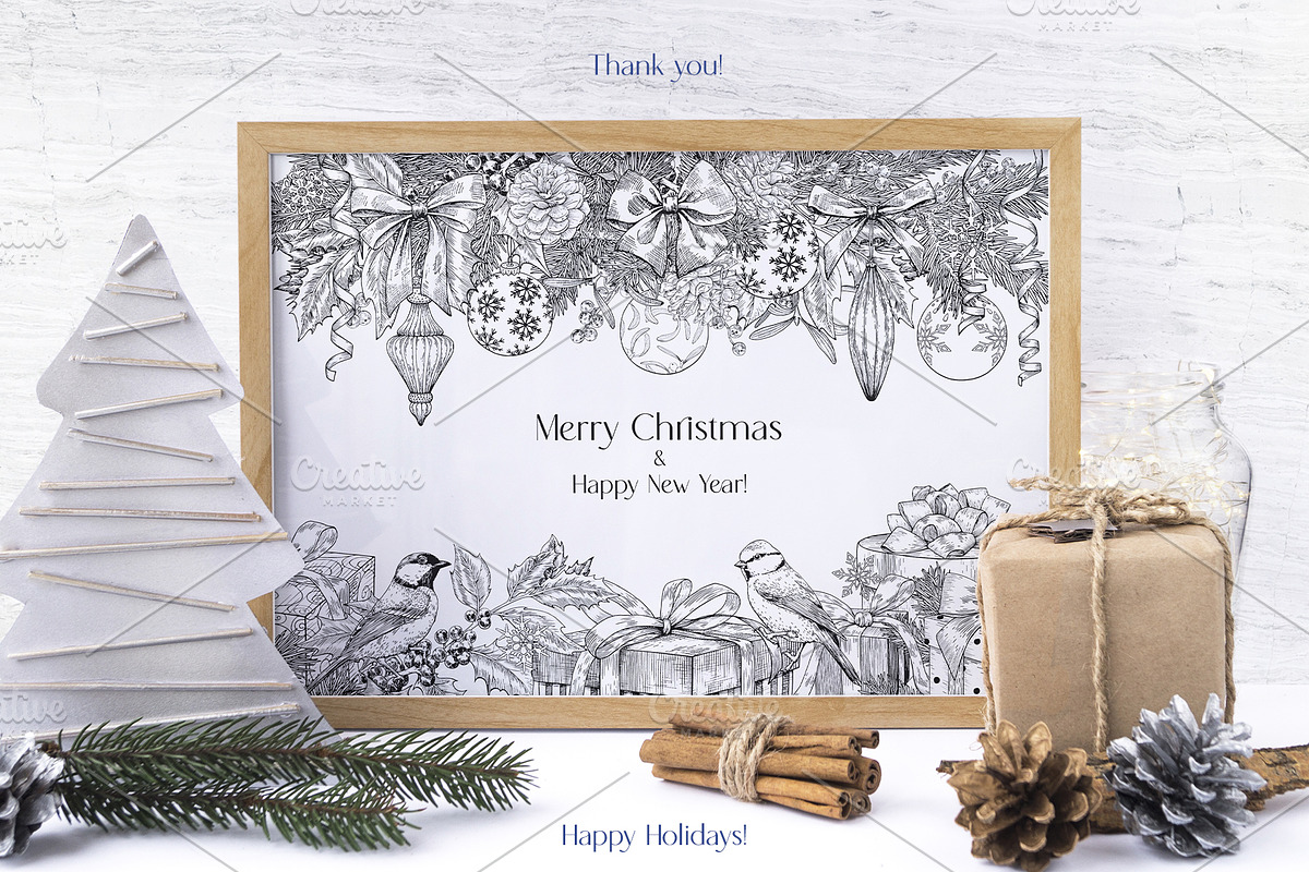 Christmas set hand drawn vector, a Decorative Illustration by ON_lineart_store (Photo 10 of 10)