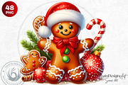 Christmas Gingerbread man cliparts, a Seasonal Illustration by ThatsDesignArt (Thumbnail 7 of 10)