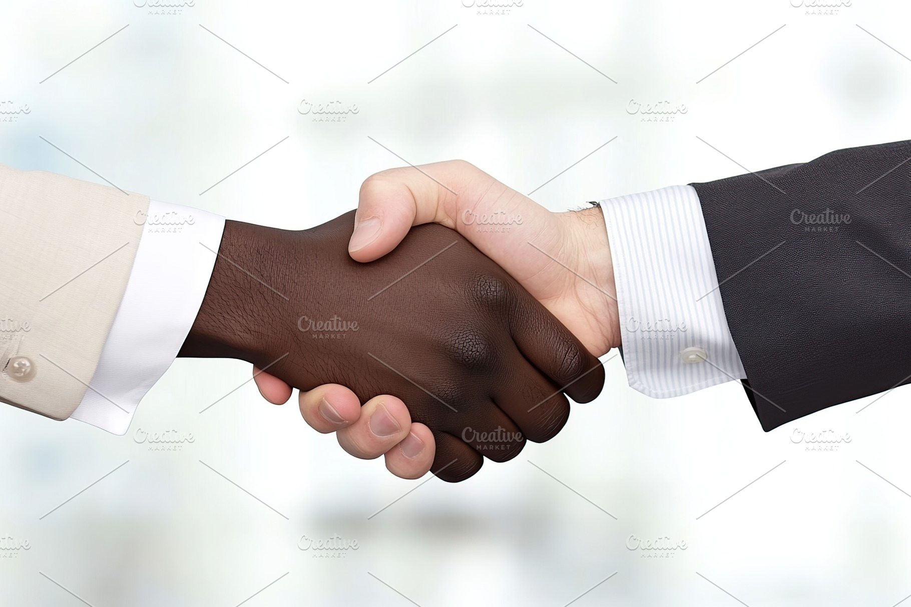 African man hand shaking white man hand, a Business Photo by AlyaAnd