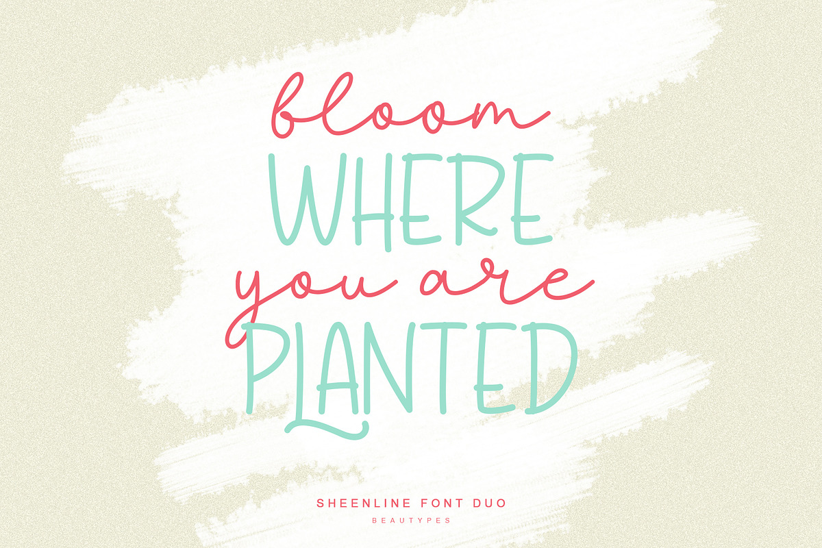 Sheenline - Cute Monoline Font Duo, a Script Font by Beautypes (Photo 3 of 9)