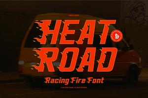 Heat Road | Racing Fire Font, a Font by Denustudios