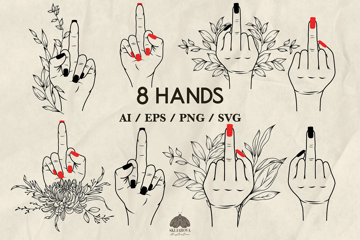 Middle finger Svg Png Eps, a Person Illustration by Skliarova (Photo 1 of 4)