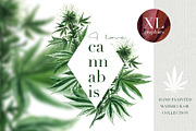 XL files - Watercolor Cannabis Set, an Object Graphic by Jeanina Vlad (Thumbnail 1 of 17)
