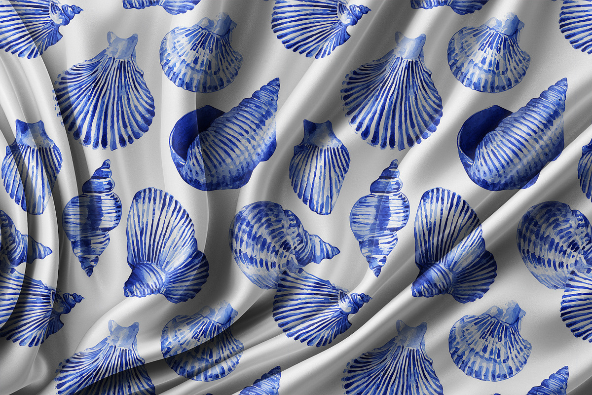 BLUE SEA SHELLS Seamless Pattern, a Pattern Graphic by AYAKA Studio Co. (Photo 7 of 8)