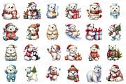 Christmas Polar Bear Clipart Bundle, an Illustration by SinaCreation (Thumbnail 2 of 7)