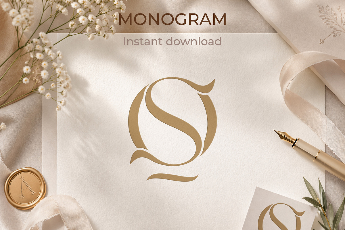 OS SO QS SQ Wedding Monogram Logo, a Branding & Logo Template by LogoAV (Photo 4 of 6)