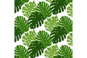 Vector Tropical Leaves Seamless Pattern. Hand Painted Illustration Background