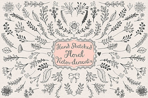 Vector Hand Sketched Floral Cliparts