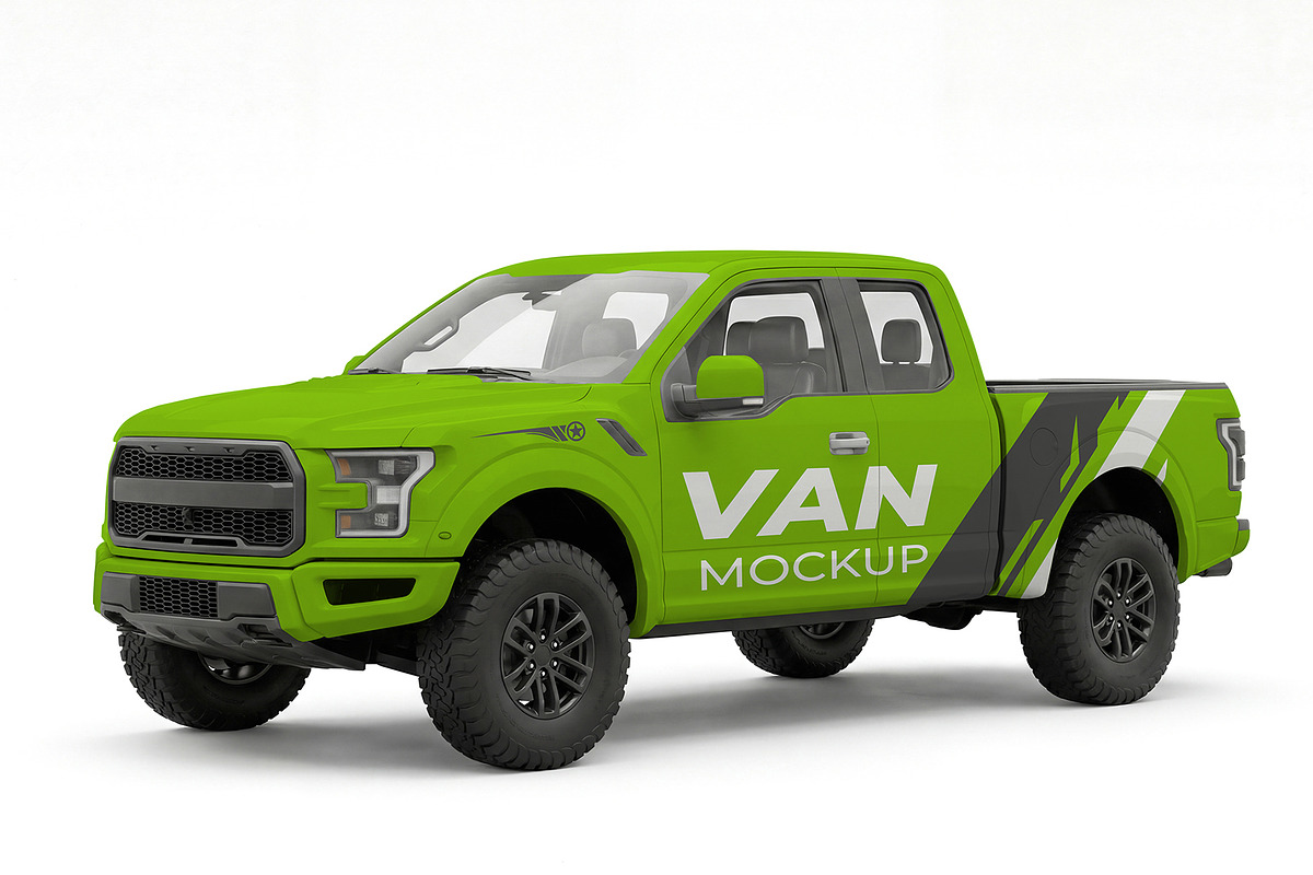 Pickup Truck & Delivery Van Mockup, an Advertising Mockup by graphypix (Photo 7 of 15)