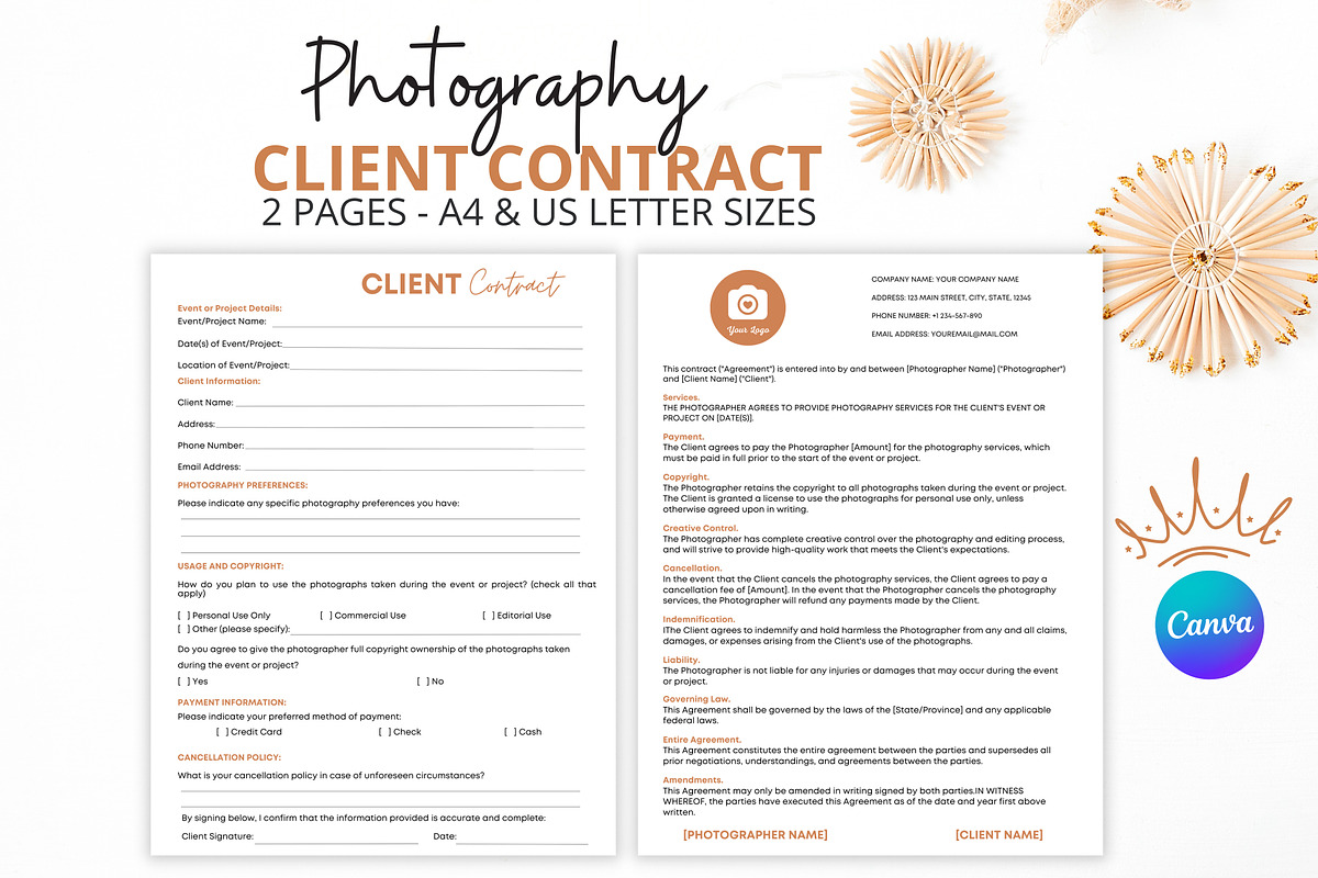 Photography Client Contract Template, a Templates & Theme by Mrxking (Photo 1 of 5)