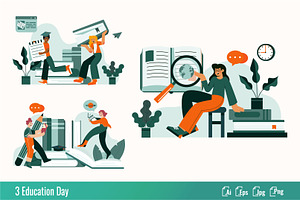 Education Day - Flat illustration, an Education Illustration by SlideFactory
