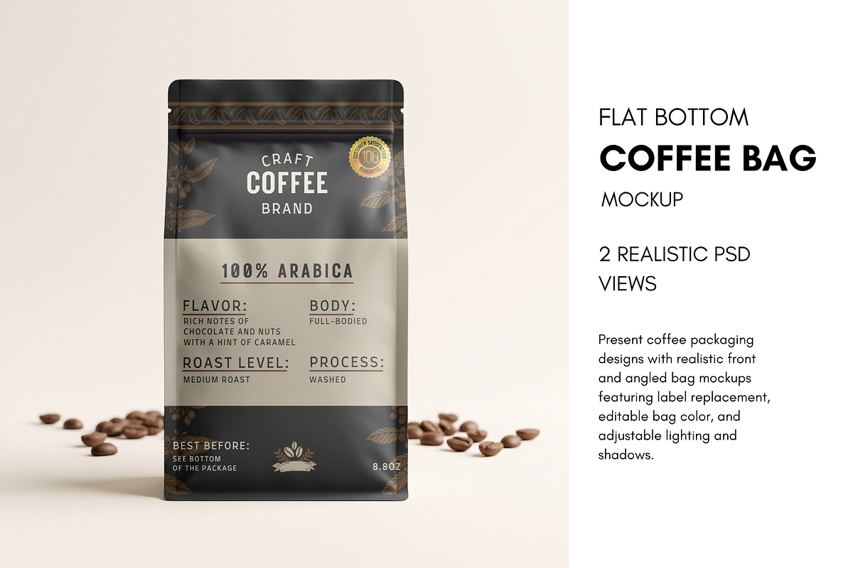 Flat Bottom Coffee Pouch Mockup Set, a Cups & Container Mockup by Pixel Foundry (Photo 1 of 4)