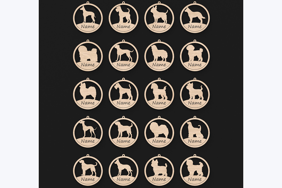 40 Custom Dog Ornaments Laser Files, an Object Graphic by ThemeXDigital (Photo 4 of 9)