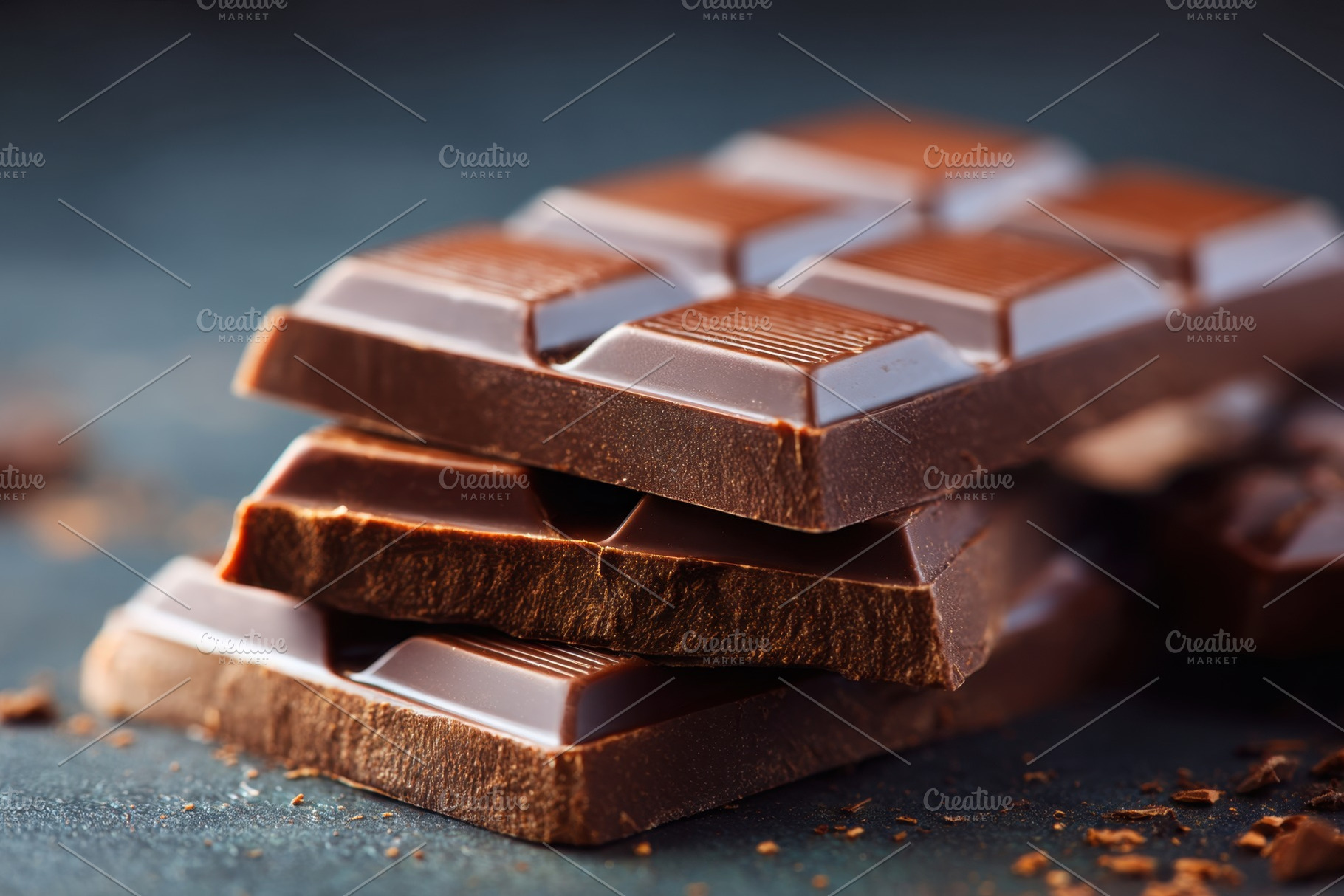 Stack of delicious chocolate bars, a Food & Drink Photo by AlyaAnd