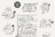 Cat characters in a Bookshop, an Illustration by Anastasiya Klempach (Thumbnail 2 of 10)