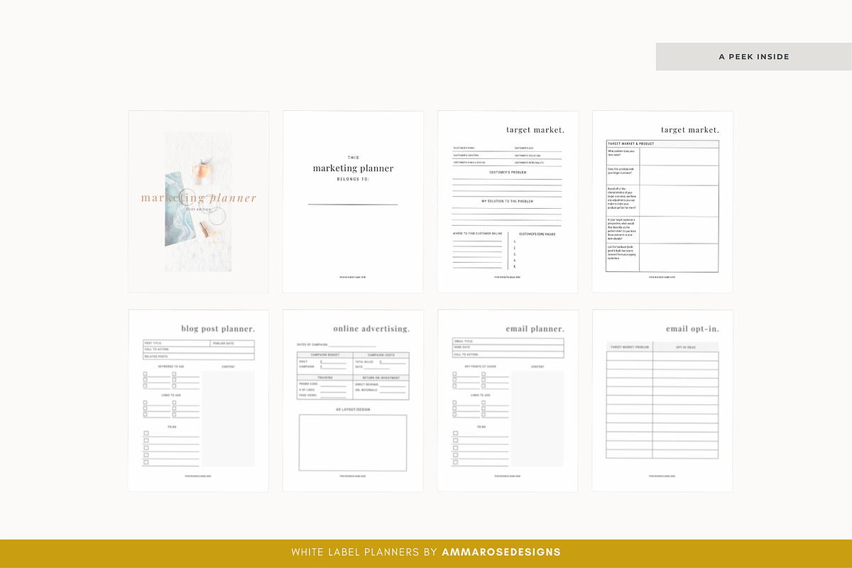 White Label Marketing Planner, a Stationery Template by ammarosedesignsllc (Photo 4 of 10)