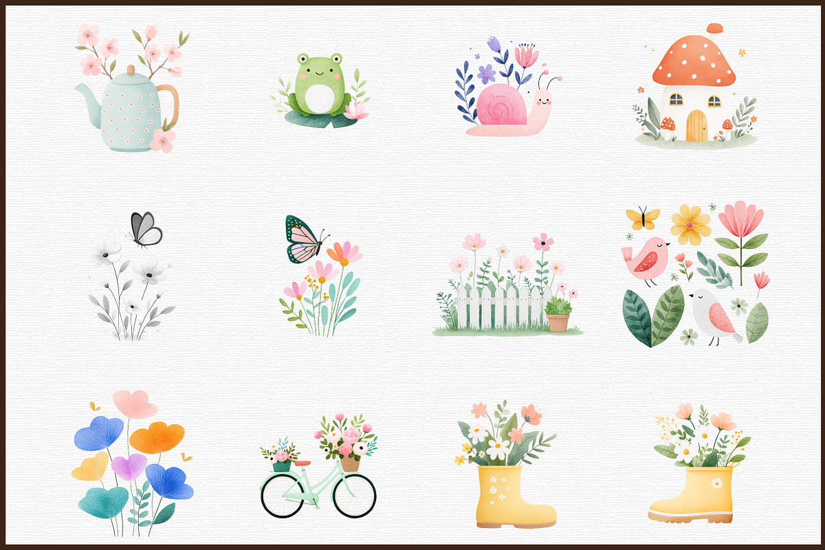 Spring Watercolor Clipart Set, an Illustration by Sublimation Artist (Photo 3 of 6)