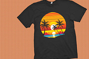 Retro Sunset Summer T-Shirt Design, a Seasonal Illustration by Craft Nest (Thumbnail 2 of 3)