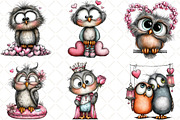 Quirky Valentine Owl Clipart, an Animal Illustration by Black Bird Studio (Thumbnail 2 of 6)