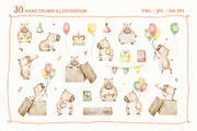 Capybara watercolor illustrations, an Animal Illustration by Fedulova Art (Thumbnail 2 of 13)
