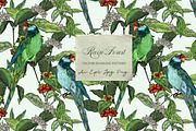 Rainforest jungle pattern parrots, a Wallpaper Graphic by FleurArt (Thumbnail 1 of 10)