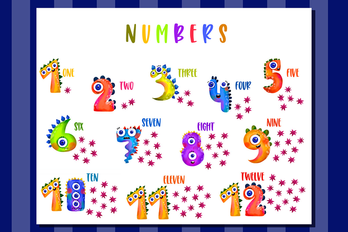 Cute Monster Numbers Clipart Set PNG, an Education Illustration by the_myro (Photo 12 of 12)