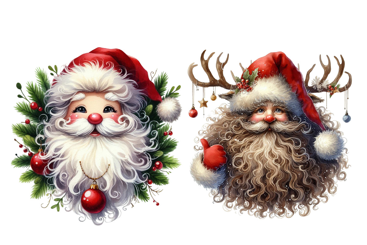 Watercolor Quirky Santa Claus Clipar, an Illustration by Designworld (Photo 4 of 5)
