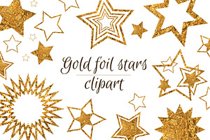 Gold foil stars clipart