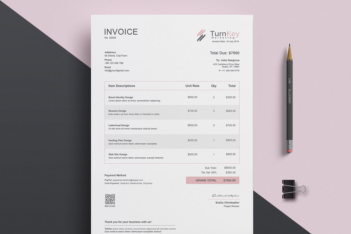 Clean Invoice, a Stationery Template by TelaTemplates (Photo 3 of 6)
