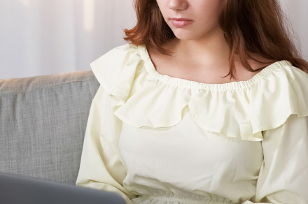 Freelance work online job woman typing laptop, a Person Photo by Photo Drive Studio