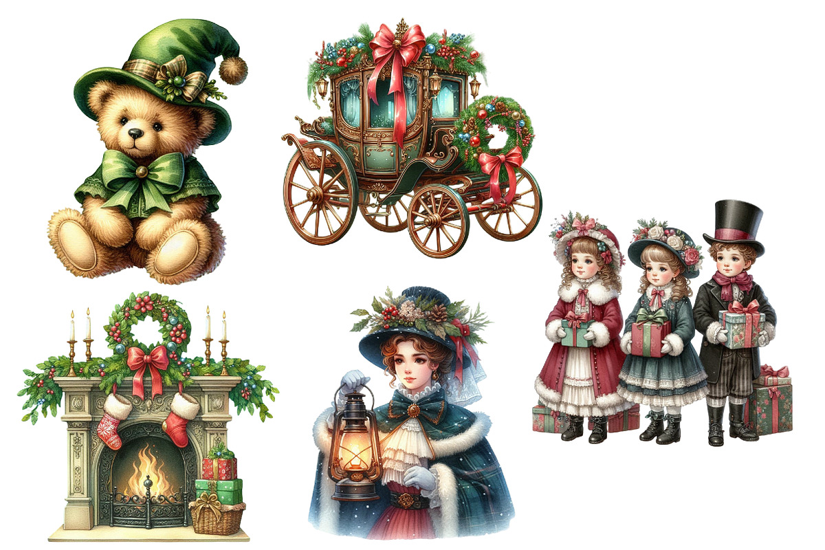 Victorian Christmas Clipart, an Illustration by Designworld (Photo 3 of 5)