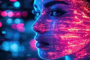 Futuristic Face: Woman's profile mer, a Photo by Pixeness Studio
