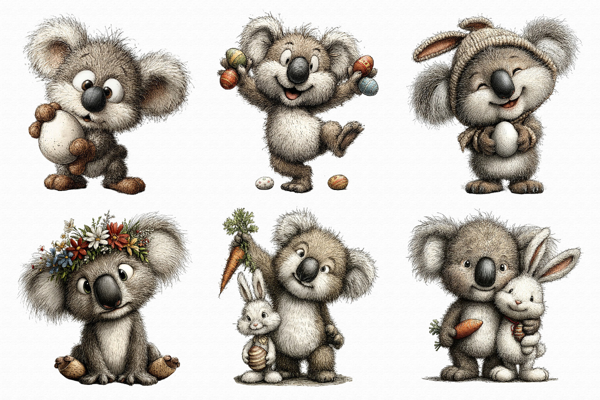 Whimsical Easter Koala Clipart, a Graphic by Libby Wishes (Photo 2 of 7)