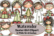 Easter Girl Clipart, an Illustration by Design Market (Thumbnail 1 of 3)