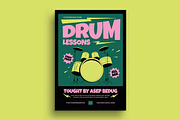 Drum Lessons Flyer Template, a Flyer Template by megarez (Thumbnail 1 of 3)