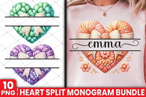 Faux Crochet Heart Split Monogram Bu, an Illustration by RobertsArt